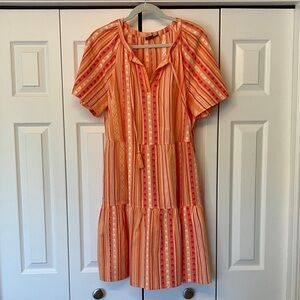 Style & Co. Vibrant Orange and Pink Striped Mini Dress